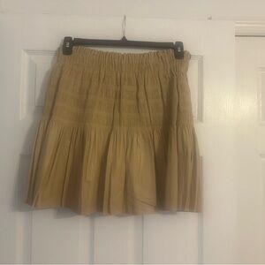 NWT Faux Leather Elastic Waist Pleated Mini Skirt - Tan
